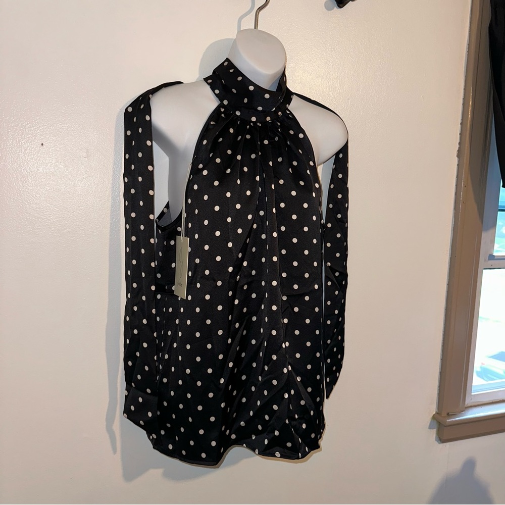Joie Women’s Black top with white polka dots size Large 🆕 - Picture 5 of 15